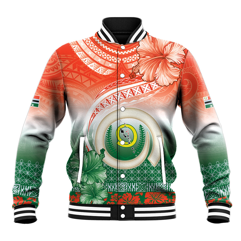 Penama Vanuatu Baseball Jacket Hibiscus Sand Drawing with Pacific Pattern LT9 Unisex Red Art - Polynesian Pride