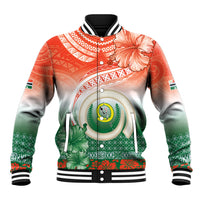 Penama Vanuatu Baseball Jacket Hibiscus Sand Drawing with Pacific Pattern LT9 Unisex Red Art - Polynesian Pride
