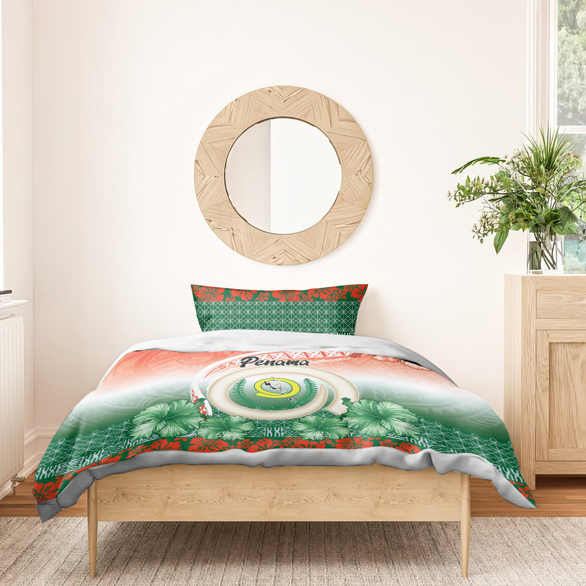Penama Vanuatu Bedding Set Hibiscus Sand Drawing with Pacific Pattern