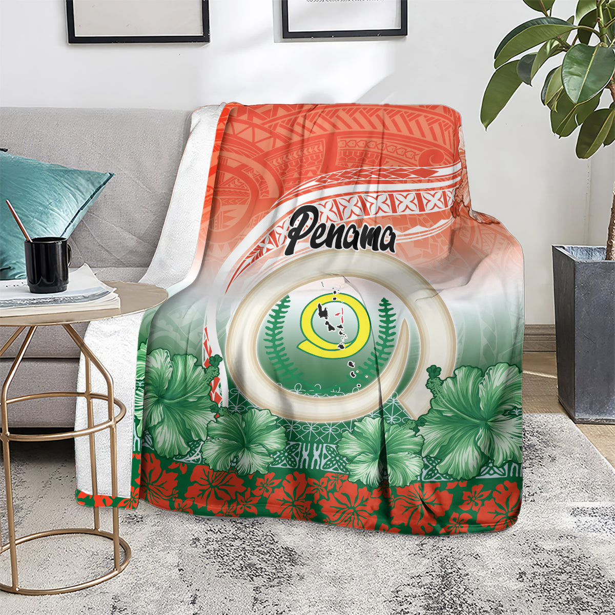 Penama Vanuatu Blanket Hibiscus Sand Drawing with Pacific Pattern LT9 - Polynesian Pride