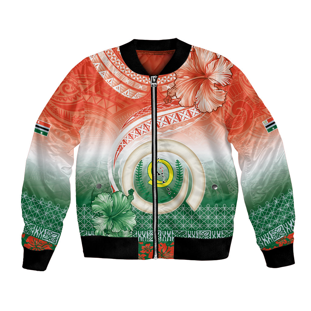Penama Vanuatu Bomber Jacket Hibiscus Sand Drawing with Pacific Pattern LT9 Unisex Red Art - Polynesian Pride
