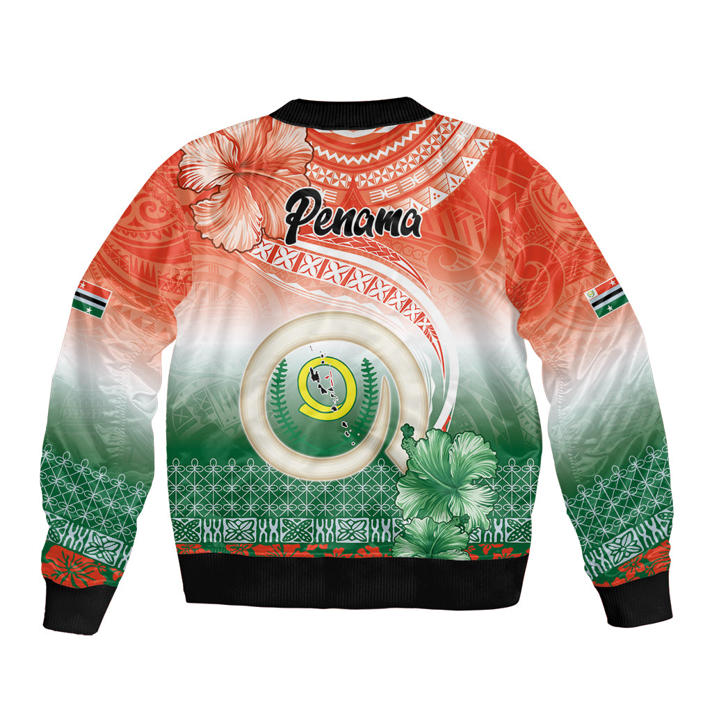 Penama Vanuatu Bomber Jacket Hibiscus Sand Drawing with Pacific Pattern LT9 - Polynesian Pride
