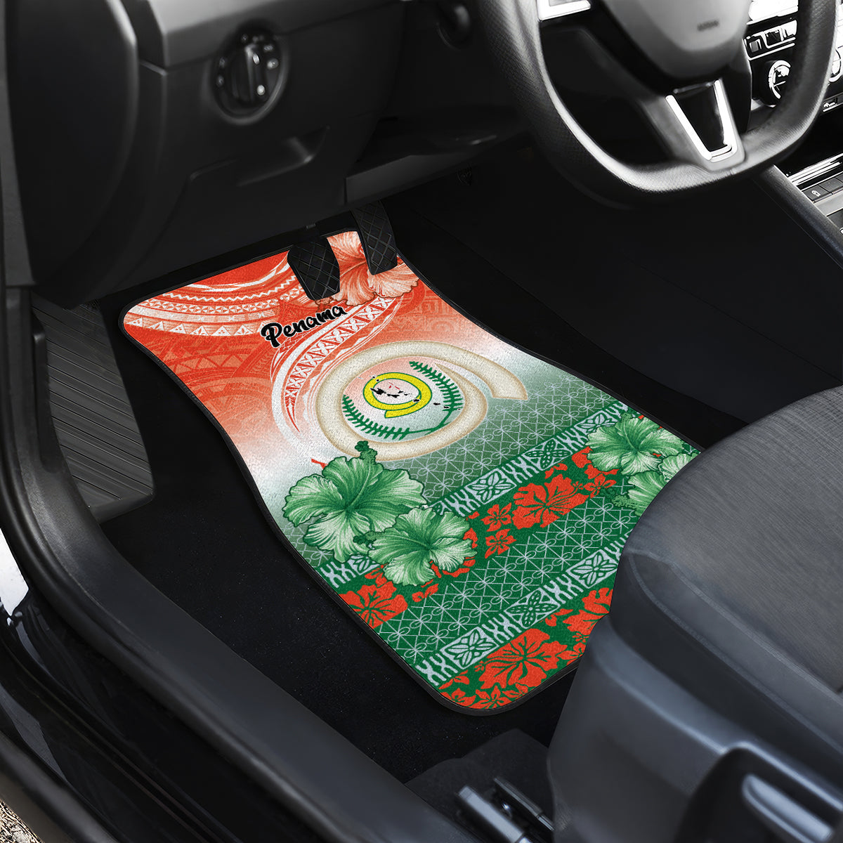 Penama Vanuatu Car Mats Hibiscus Sand Drawing with Pacific Pattern LT9 - Polynesian Pride