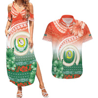 Penama Vanuatu Couples Matching Summer Maxi Dress and Hawaiian Shirt Hibiscus Sand Drawing with Pacific Pattern