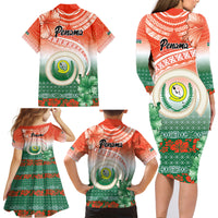 Penama Vanuatu Family Matching Long Sleeve Bodycon Dress and Hawaiian Shirt Hibiscus Sand Drawing with Pacific Pattern