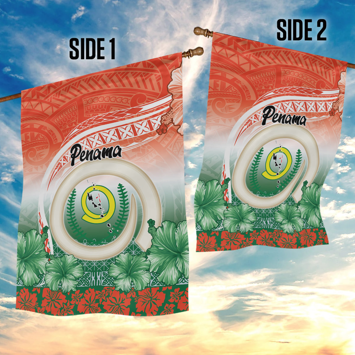 Penama Vanuatu Garden Flag Hibiscus Sand Drawing with Pacific Pattern LT9 - Polynesian Pride