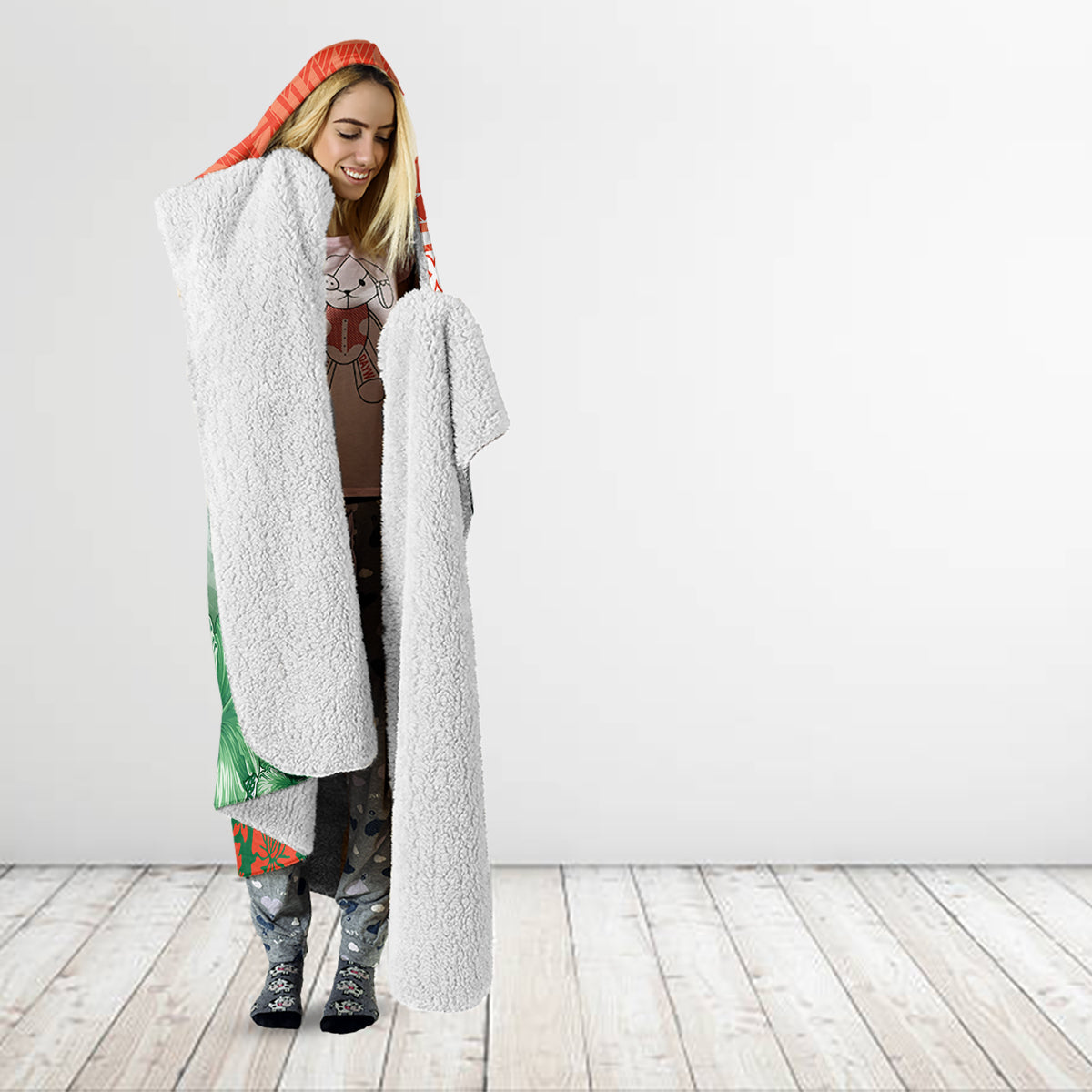 Penama Vanuatu Hooded Blanket Hibiscus Sand Drawing with Pacific Pattern LT9 - Polynesian Pride