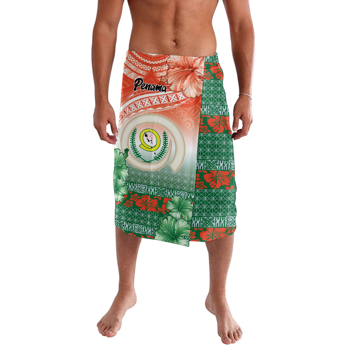Penama Vanuatu Lavalava Hibiscus Sand Drawing with Pacific Pattern LT9 Red Art - Polynesian Pride
