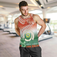 Penama Vanuatu Men Tank Top Hibiscus Sand Drawing with Pacific Pattern LT9 Red Art - Polynesian Pride