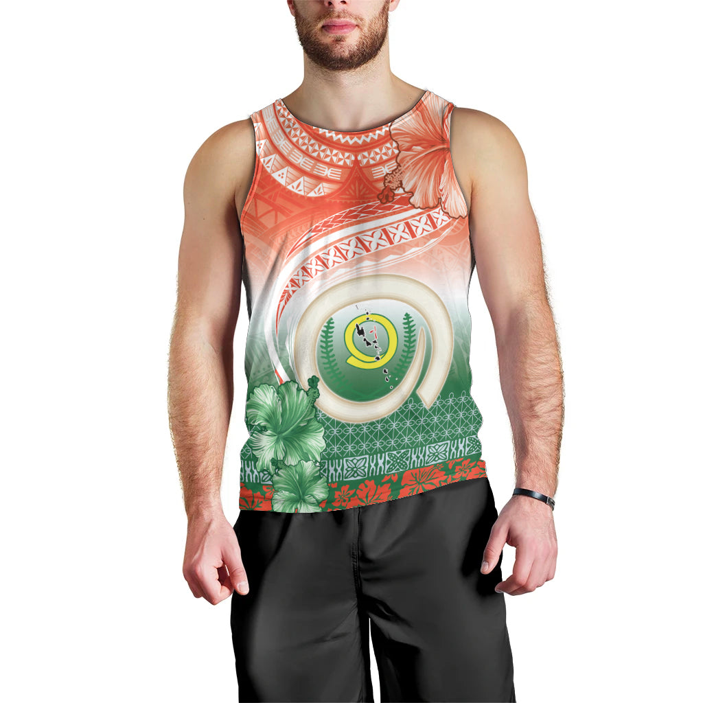 Penama Vanuatu Men Tank Top Hibiscus Sand Drawing with Pacific Pattern LT9 - Polynesian Pride