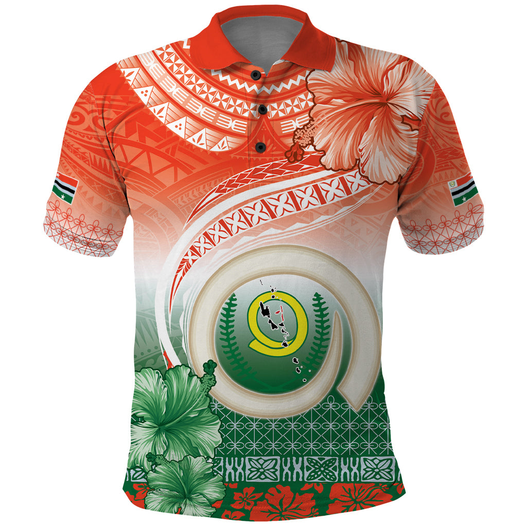 Penama Vanuatu Polo Shirt Hibiscus Sand Drawing with Pacific Pattern