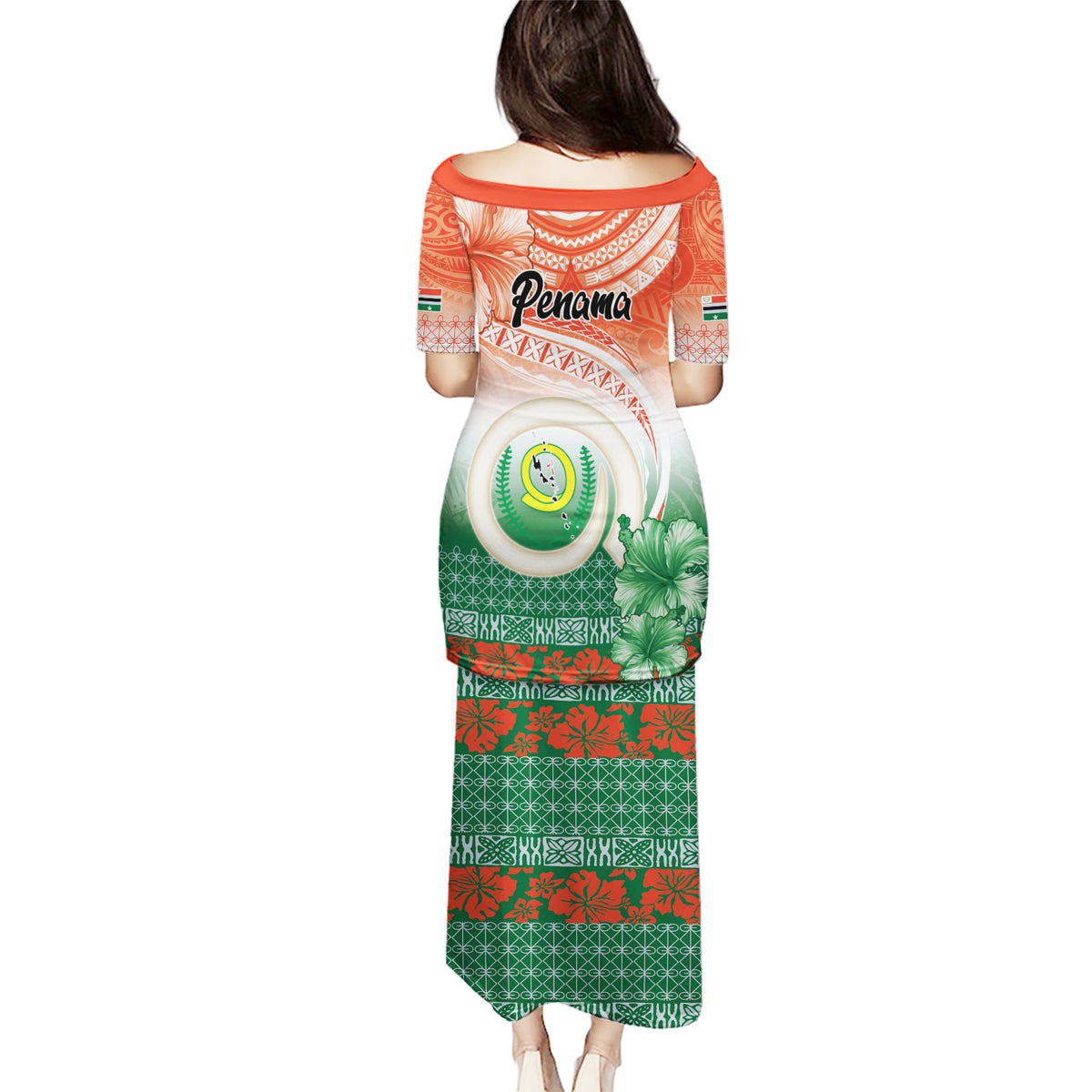 Penama Vanuatu Puletasi Hibiscus Sand Drawing with Pacific Pattern LT9 - Polynesian Pride