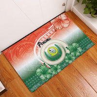 Penama Vanuatu Rubber Doormat Hibiscus Sand Drawing with Pacific Pattern LT9 Red Art - Polynesian Pride
