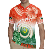Penama Vanuatu Rugby Jersey Hibiscus Sand Drawing with Pacific Pattern