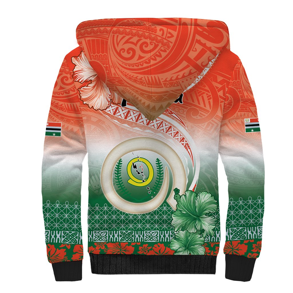 Penama Vanuatu Sherpa Hoodie Hibiscus Sand Drawing with Pacific Pattern LT9 - Polynesian Pride
