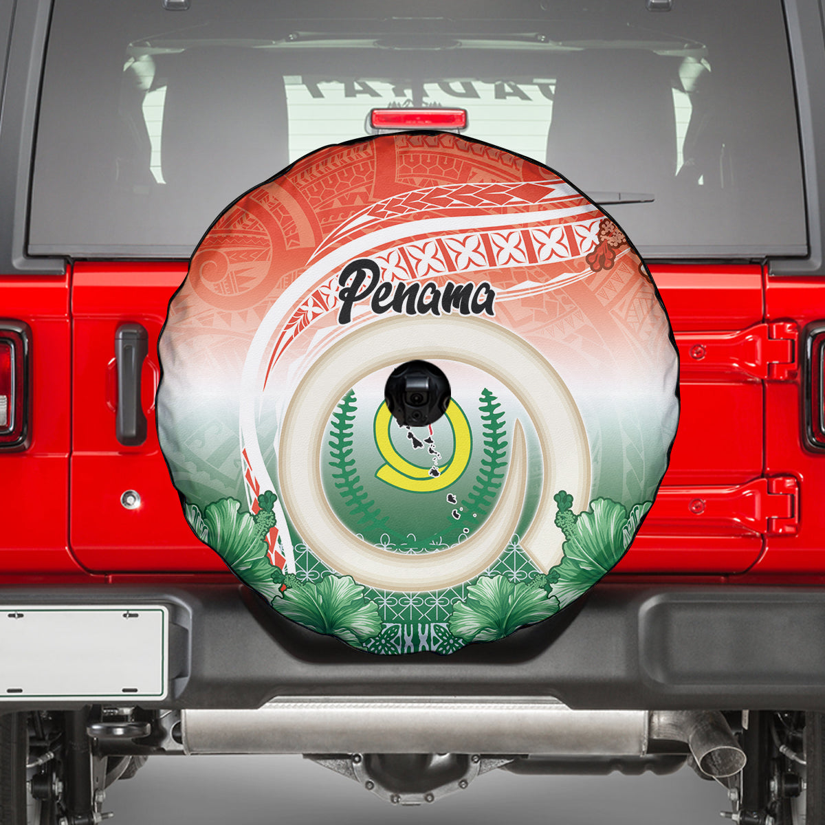 Penama Vanuatu Spare Tire Cover Hibiscus Sand Drawing with Pacific Pattern LT9 - Polynesian Pride