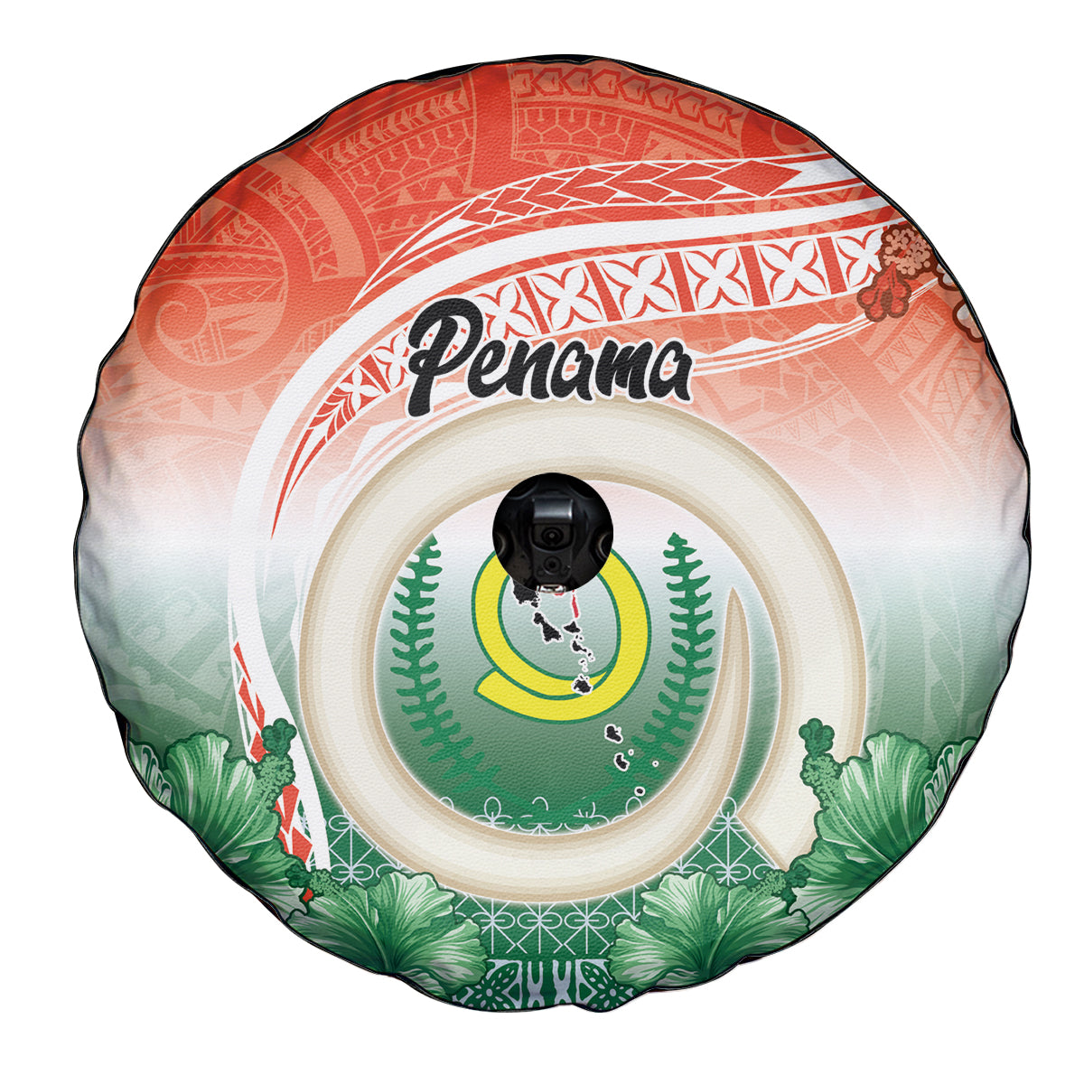 Penama Vanuatu Spare Tire Cover Hibiscus Sand Drawing with Pacific Pattern LT9 - Polynesian Pride