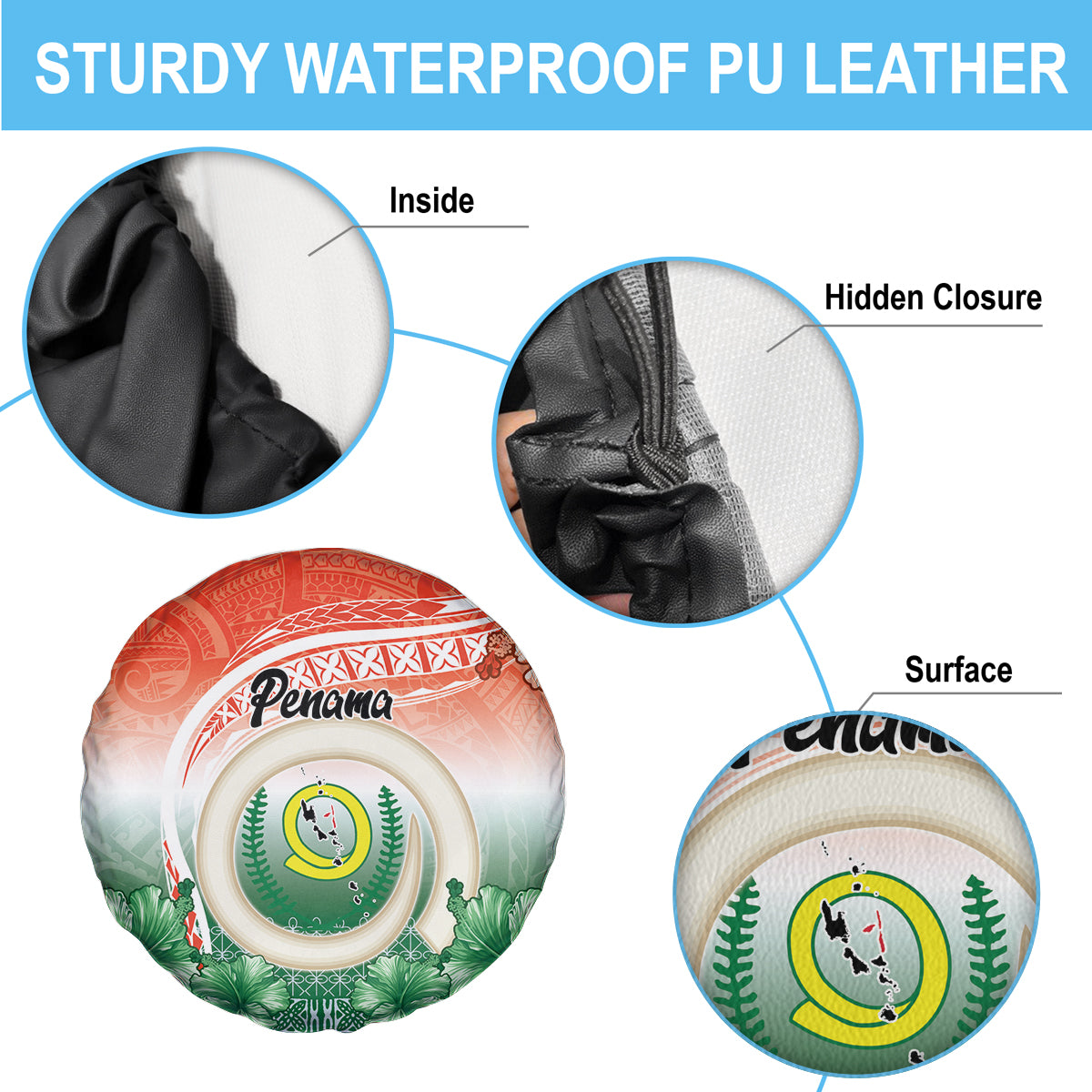 Penama Vanuatu Spare Tire Cover Hibiscus Sand Drawing with Pacific Pattern LT9 - Polynesian Pride
