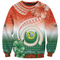 Penama Vanuatu Sweatshirt Hibiscus Sand Drawing with Pacific Pattern LT9 Unisex Red Art - Polynesian Pride