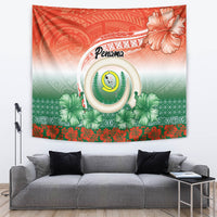 Penama Vanuatu Tapestry Hibiscus Sand Drawing with Pacific Pattern LT9 Red Art - Polynesian Pride