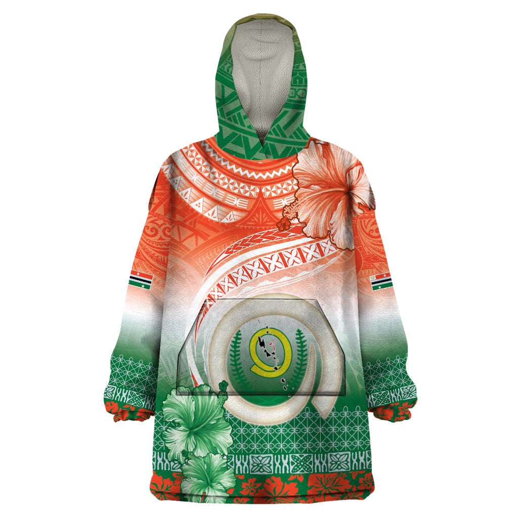 Penama Vanuatu Wearable Blanket Hoodie Hibiscus Sand Drawing with Pacific Pattern