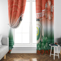 Penama Vanuatu Window Curtain Hibiscus Sand Drawing with Pacific Pattern LT9 - Polynesian Pride