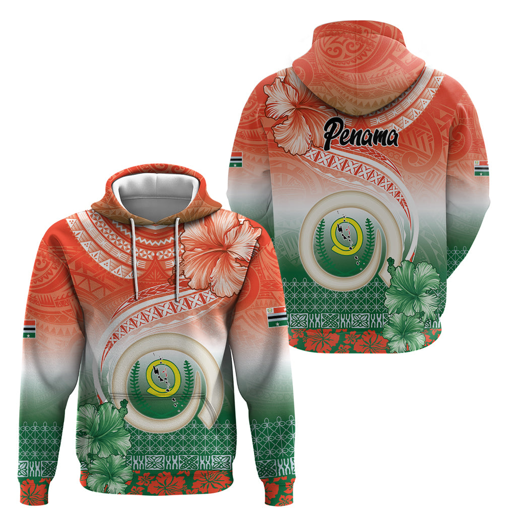 Penama Vanuatu Zip Hoodie Hibiscus Sand Drawing with Pacific Pattern