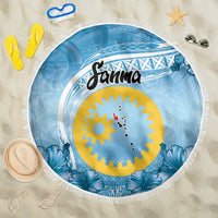 Sanma Vanuatu Beach Blanket Hibiscus Sand Drawing with Pacific Pattern LT9 One Size 150cm Blue Art - Polynesian Pride