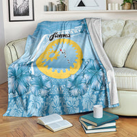 Sanma Vanuatu Blanket Hibiscus Sand Drawing with Pacific Pattern LT9 Blue Art - Polynesian Pride