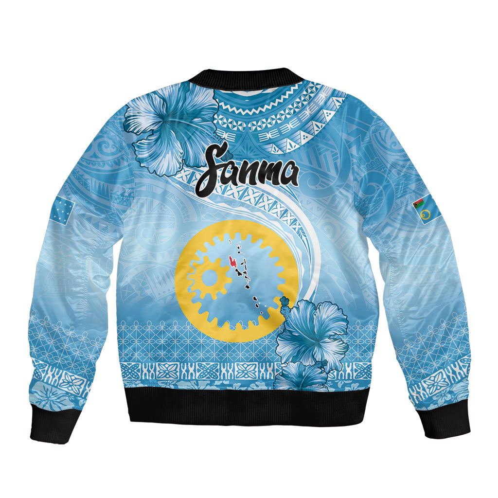 Sanma Vanuatu Bomber Jacket Hibiscus Sand Drawing with Pacific Pattern LT9 - Polynesian Pride