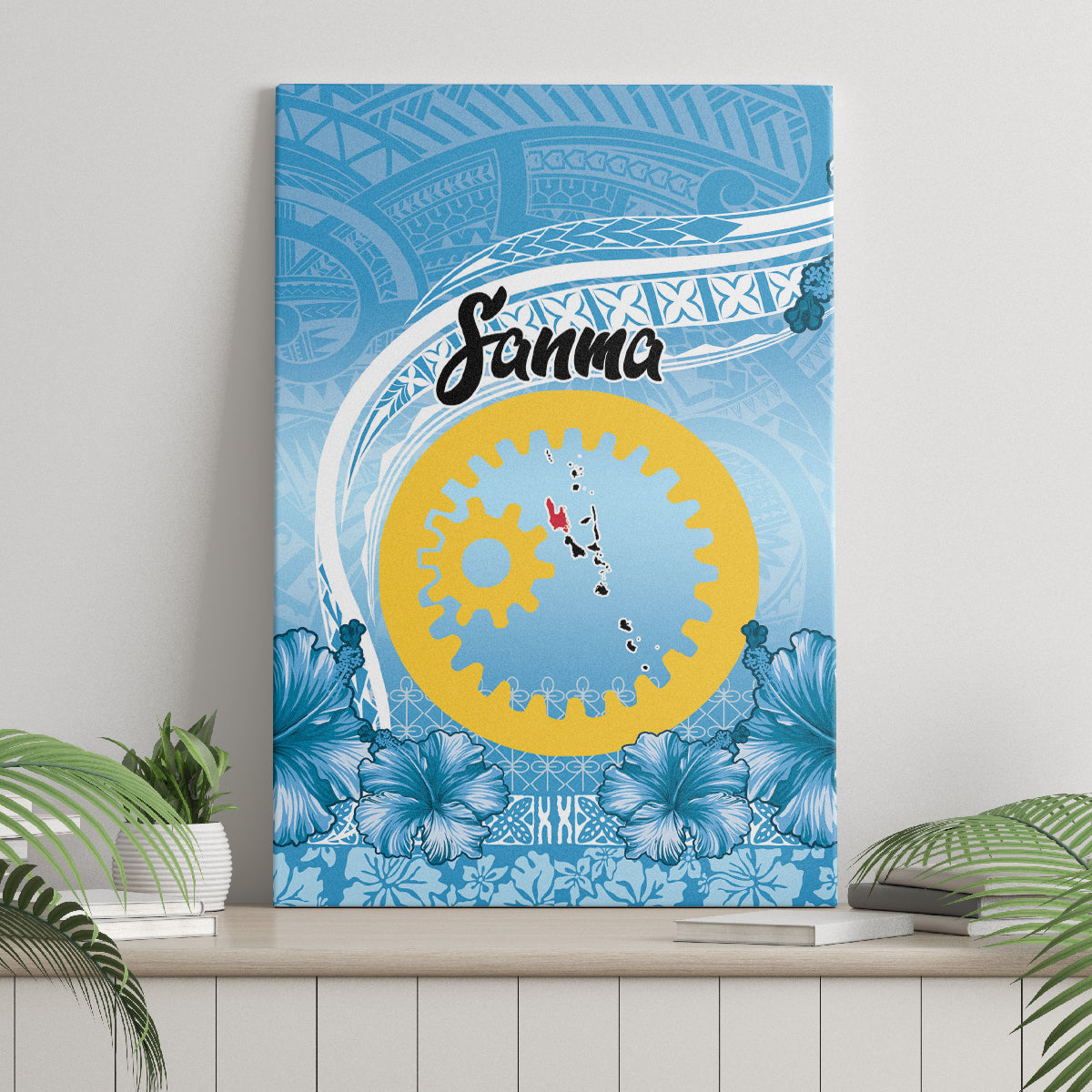 Sanma Vanuatu Canvas Wall Art Hibiscus Sand Drawing with Pacific Pattern LT9 - Polynesian Pride