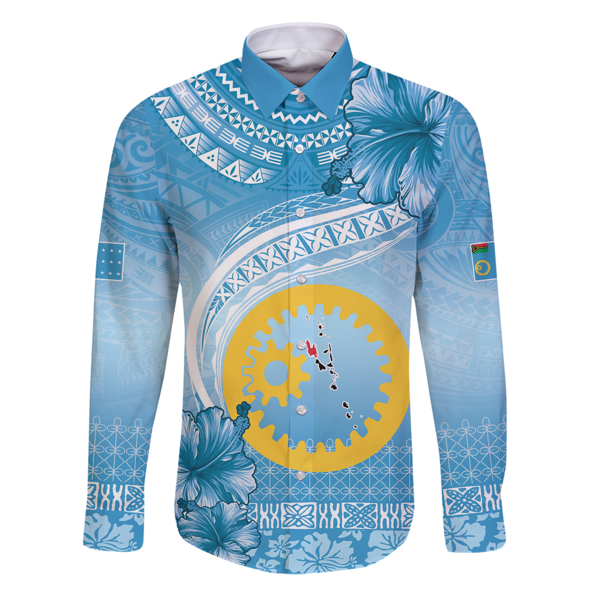 Sanma Vanuatu Family Matching Long Sleeve Bodycon Dress and Hawaiian Shirt Hibiscus Sand Drawing with Pacific Pattern