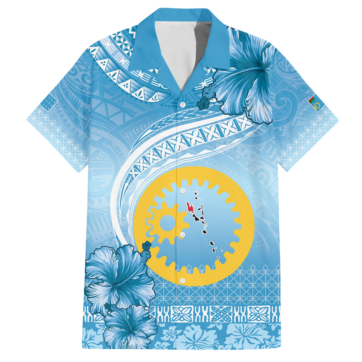 Sanma Vanuatu Family Matching Off Shoulder Short Dress and Hawaiian Shirt Hibiscus Sand Drawing with Pacific Pattern