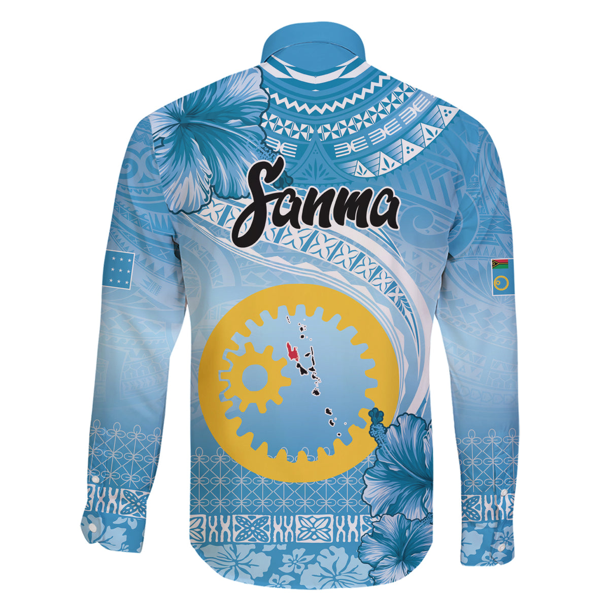 Sanma Vanuatu Family Matching Short Sleeve Bodycon Dress and Hawaiian Shirt Hibiscus Sand Drawing with Pacific Pattern