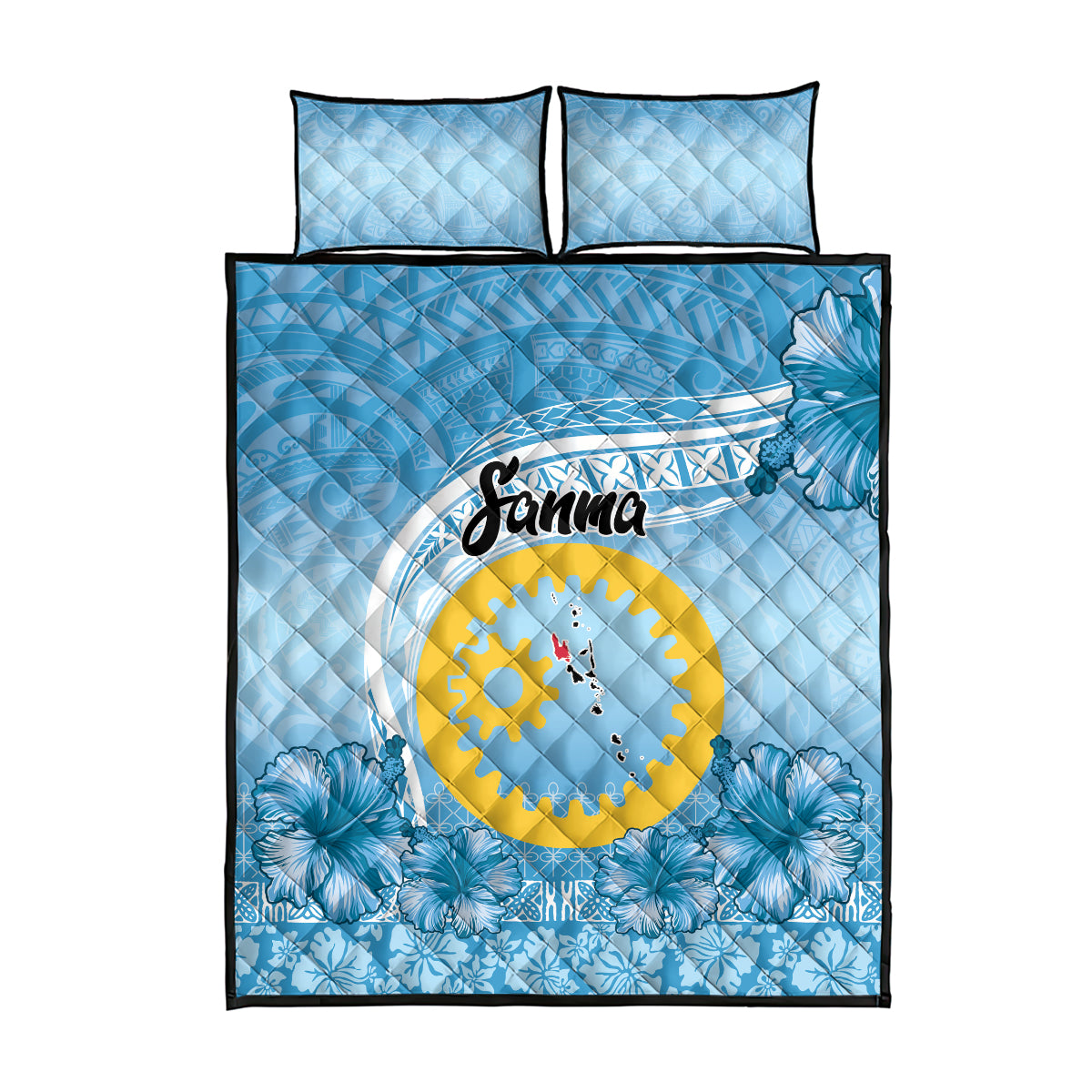 Sanma Vanuatu Quilt Bed Set Hibiscus Sand Drawing with Pacific Pattern LT9 - Polynesian Pride