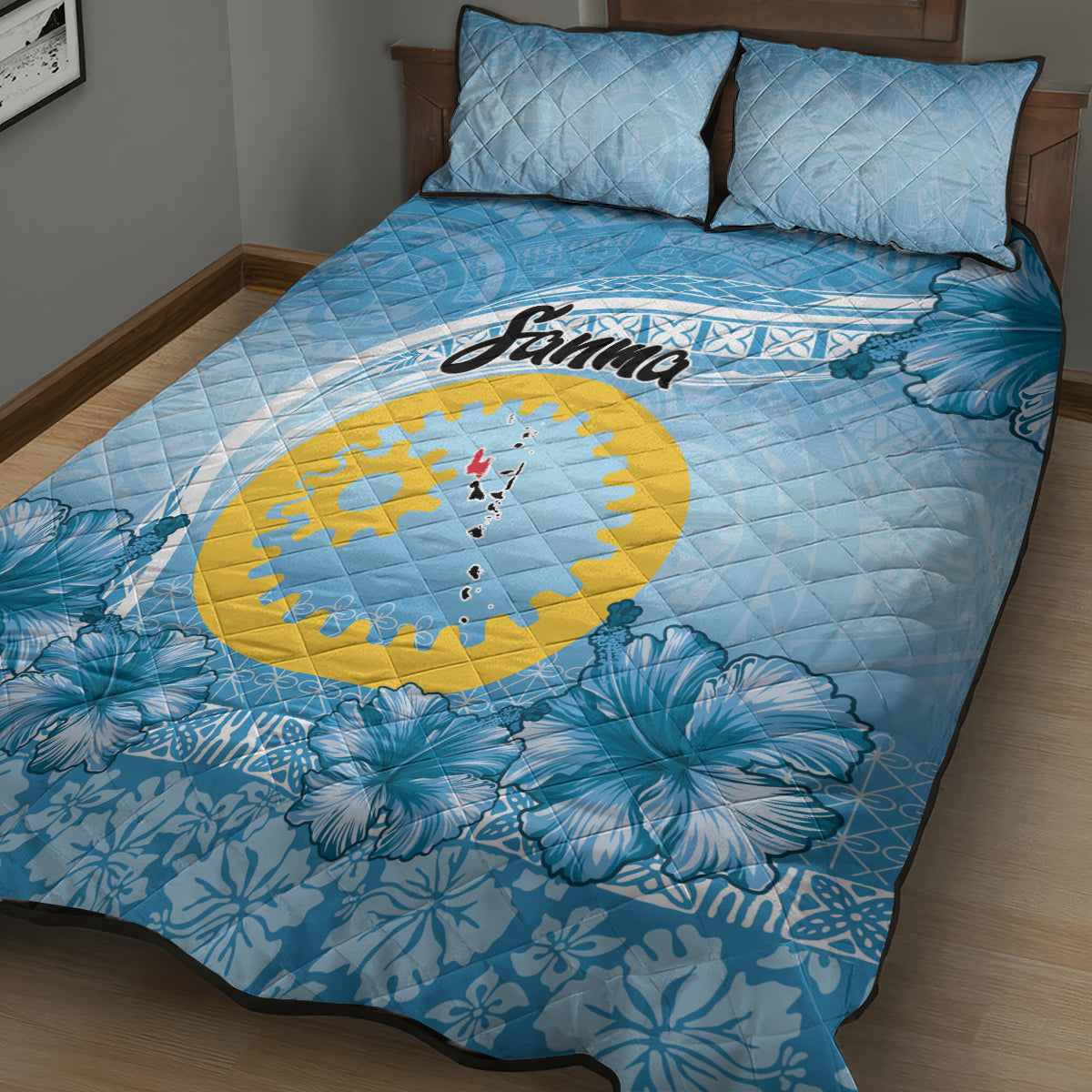 Sanma Vanuatu Quilt Bed Set Hibiscus Sand Drawing with Pacific Pattern LT9 - Polynesian Pride