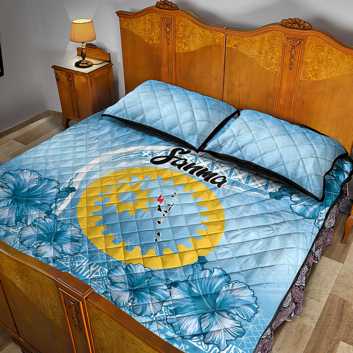 Sanma Vanuatu Quilt Bed Set Hibiscus Sand Drawing with Pacific Pattern LT9 - Polynesian Pride