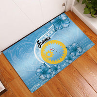 Sanma Vanuatu Rubber Doormat Hibiscus Sand Drawing with Pacific Pattern LT9 Blue Art - Polynesian Pride