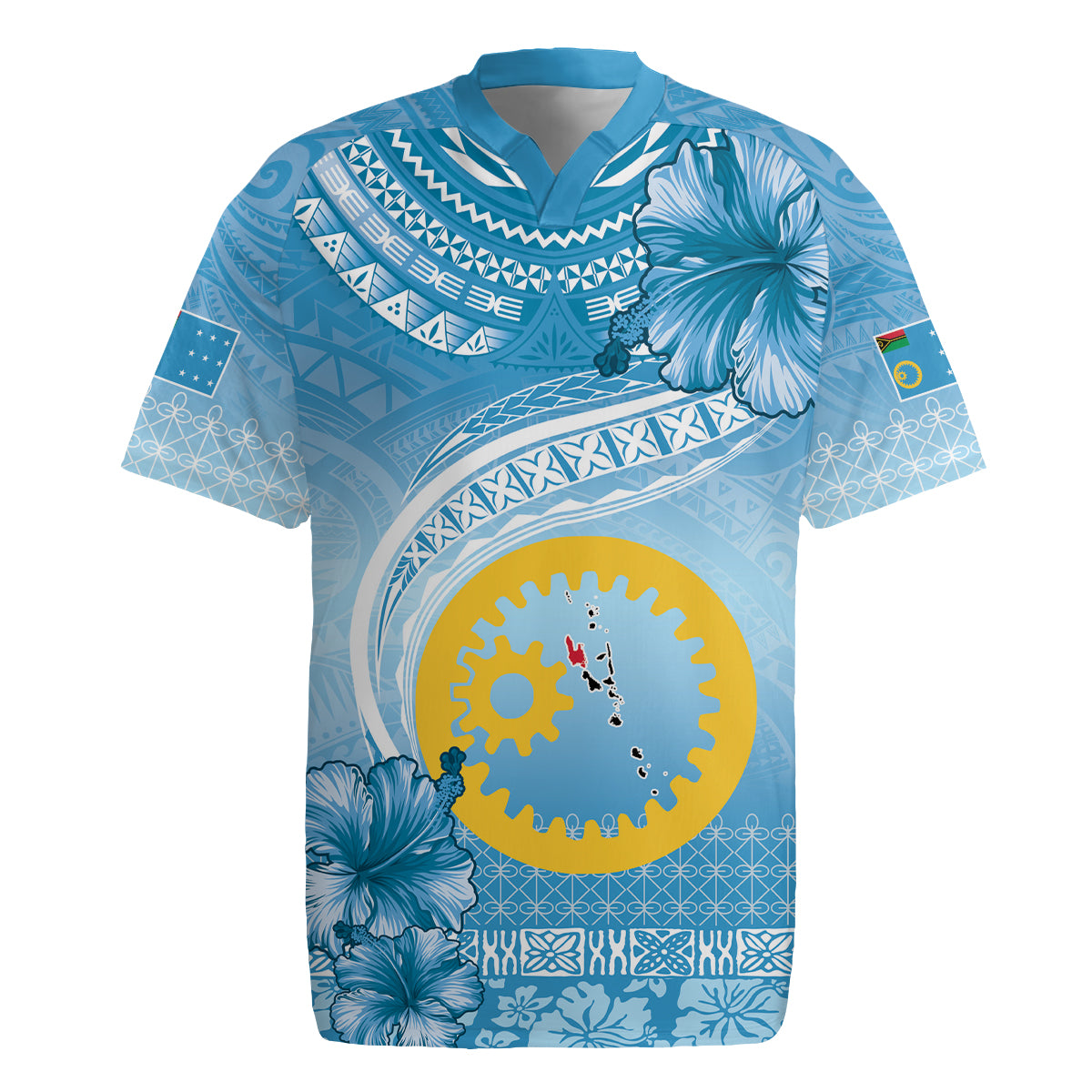 Sanma Vanuatu Rugby Jersey Hibiscus Sand Drawing with Pacific Pattern