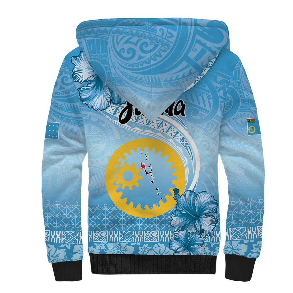 Sanma Vanuatu Sherpa Hoodie Hibiscus Sand Drawing with Pacific Pattern LT9 - Polynesian Pride