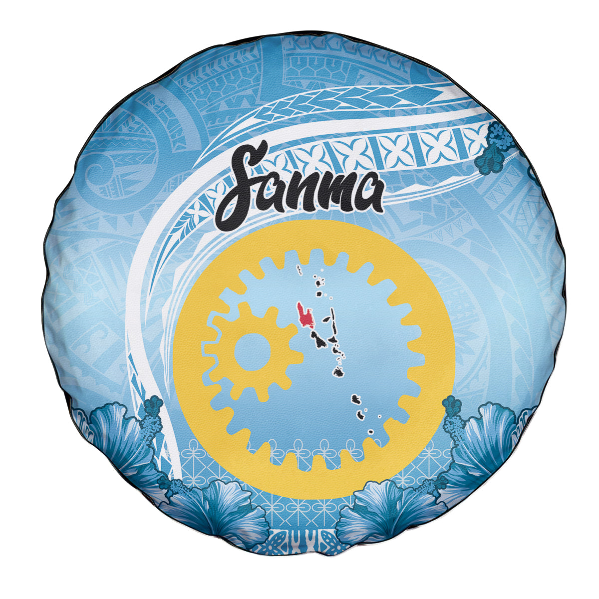 Sanma Vanuatu Spare Tire Cover Hibiscus Sand Drawing with Pacific Pattern LT9 - Polynesian Pride