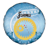 Sanma Vanuatu Spare Tire Cover Hibiscus Sand Drawing with Pacific Pattern LT9 - Polynesian Pride