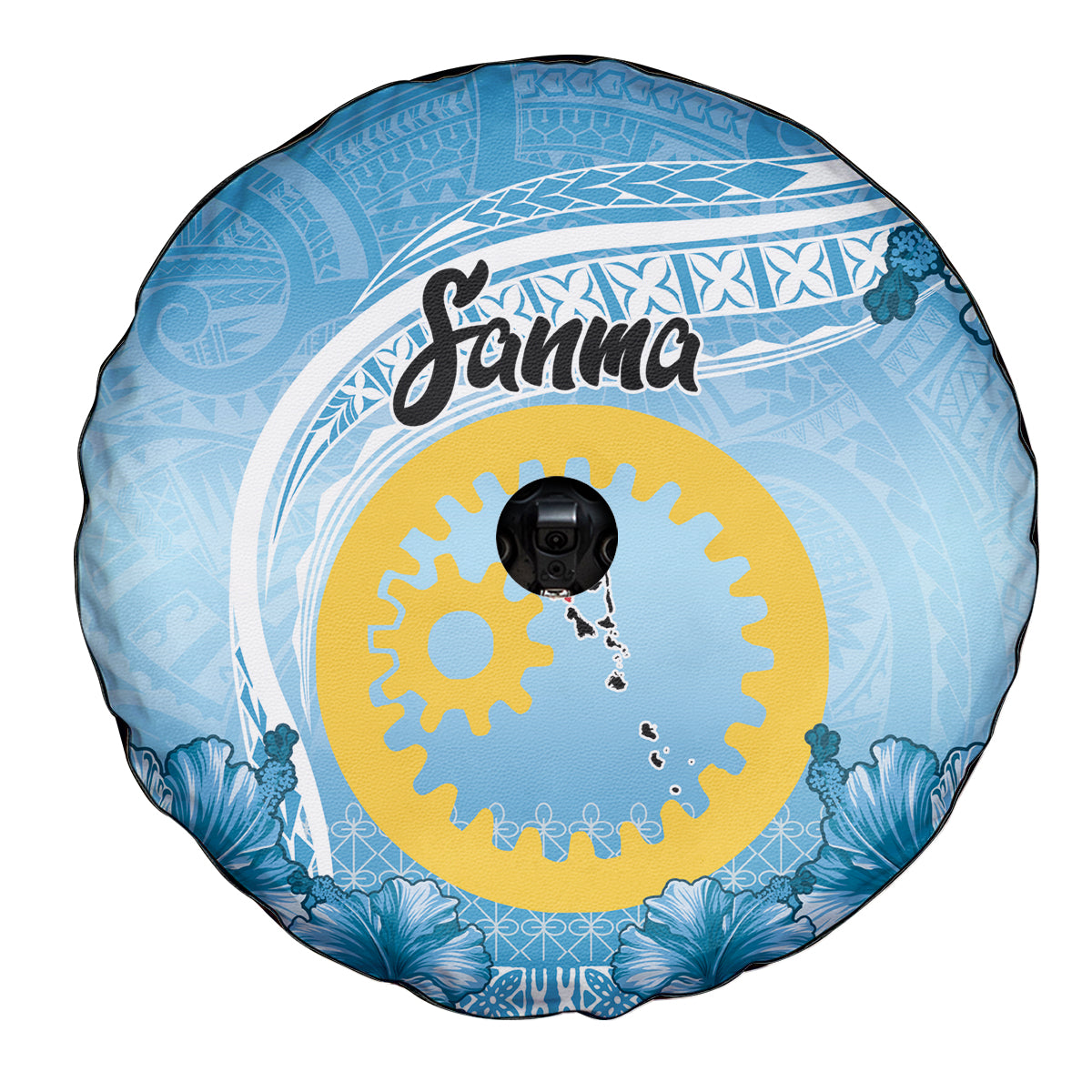 Sanma Vanuatu Spare Tire Cover Hibiscus Sand Drawing with Pacific Pattern LT9 - Polynesian Pride