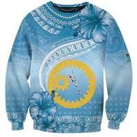 Sanma Vanuatu Sweatshirt Hibiscus Sand Drawing with Pacific Pattern LT9 Unisex Blue Art - Polynesian Pride