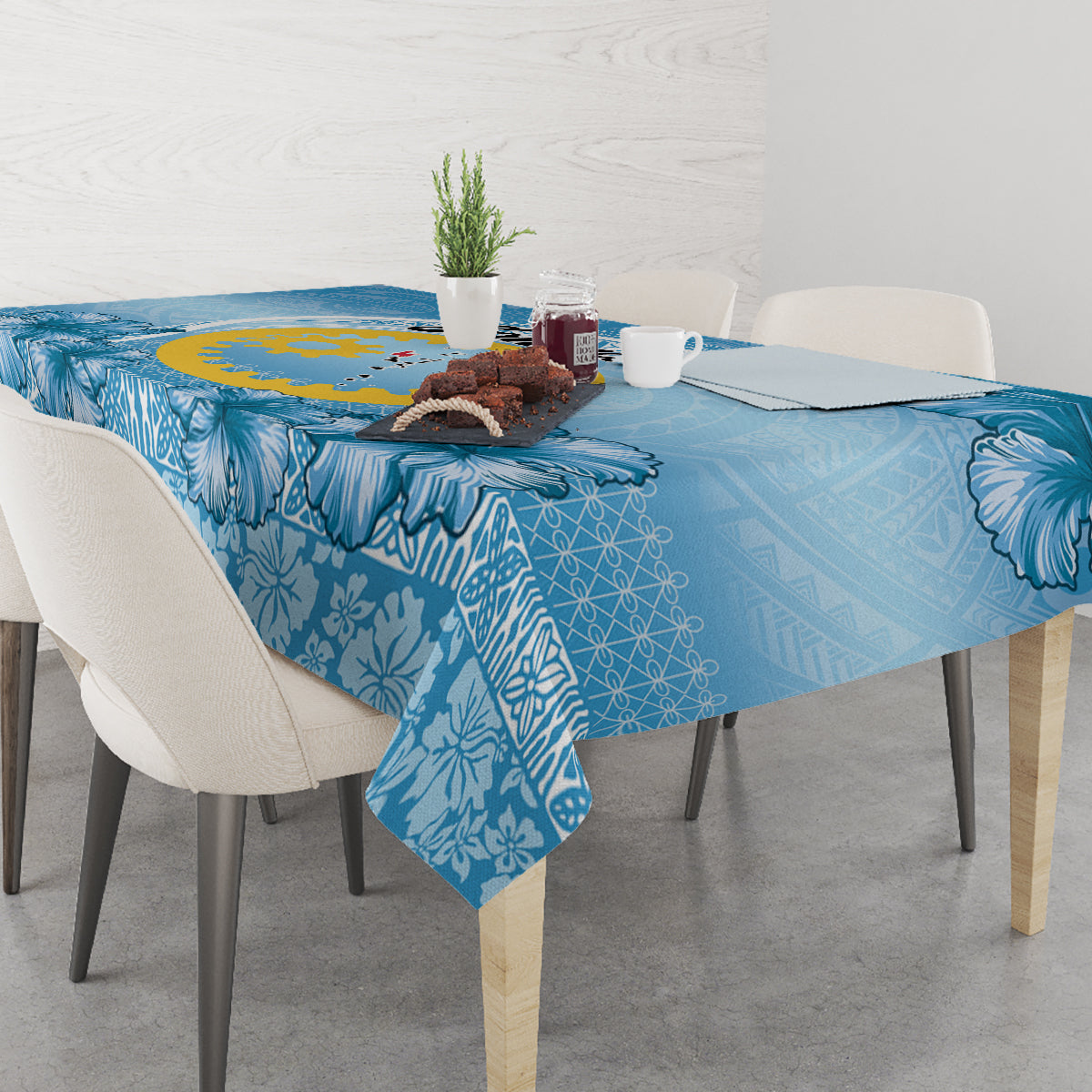 Sanma Vanuatu Tablecloth Hibiscus Sand Drawing with Pacific Pattern LT9 - Polynesian Pride