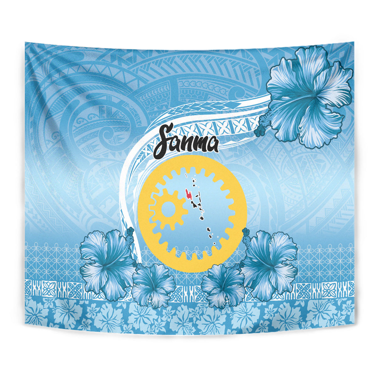 Sanma Vanuatu Tapestry Hibiscus Sand Drawing with Pacific Pattern LT9 - Polynesian Pride