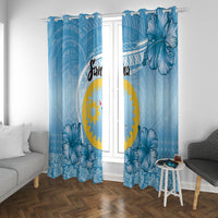 Sanma Vanuatu Window Curtain Hibiscus Sand Drawing with Pacific Pattern LT9 With Grommets Blue Art - Polynesian Pride