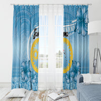 Sanma Vanuatu Window Curtain Hibiscus Sand Drawing with Pacific Pattern LT9 - Polynesian Pride