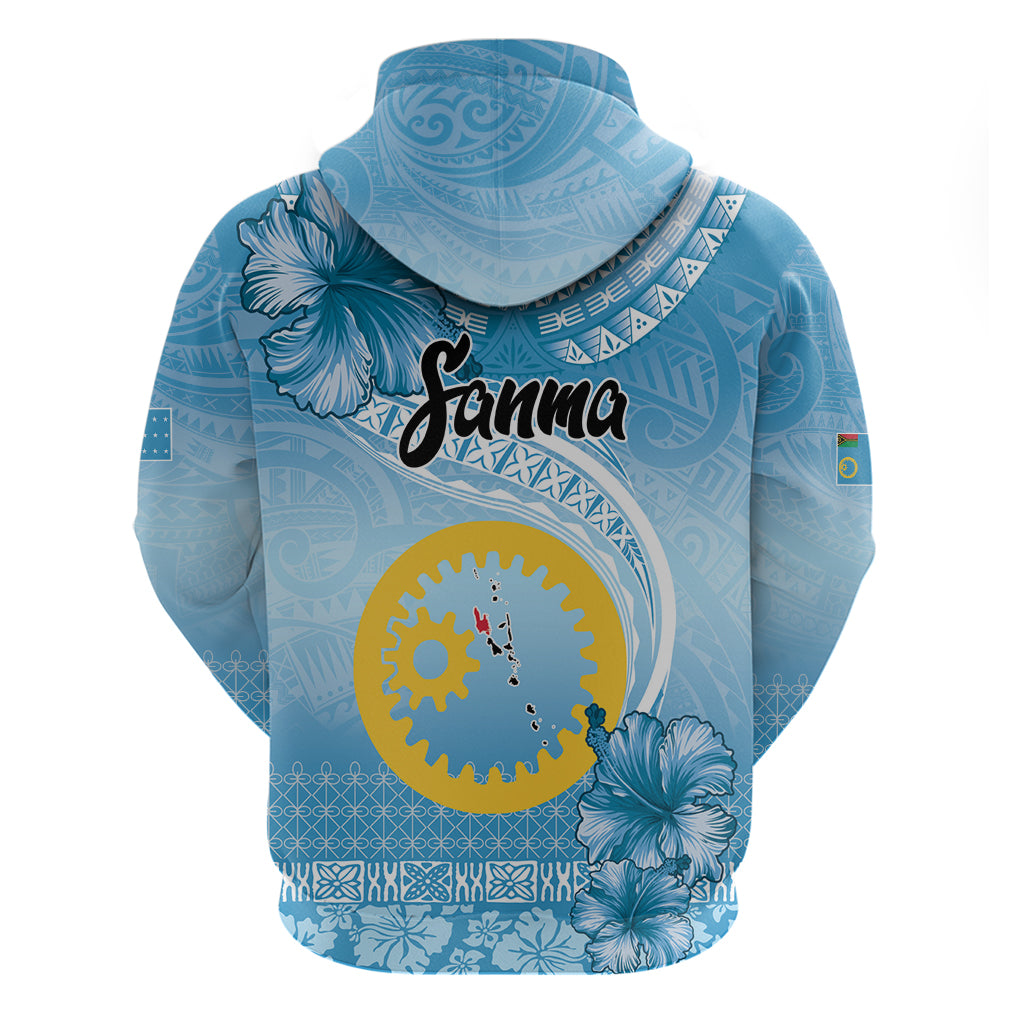 Sanma Vanuatu Zip Hoodie Hibiscus Sand Drawing with Pacific Pattern