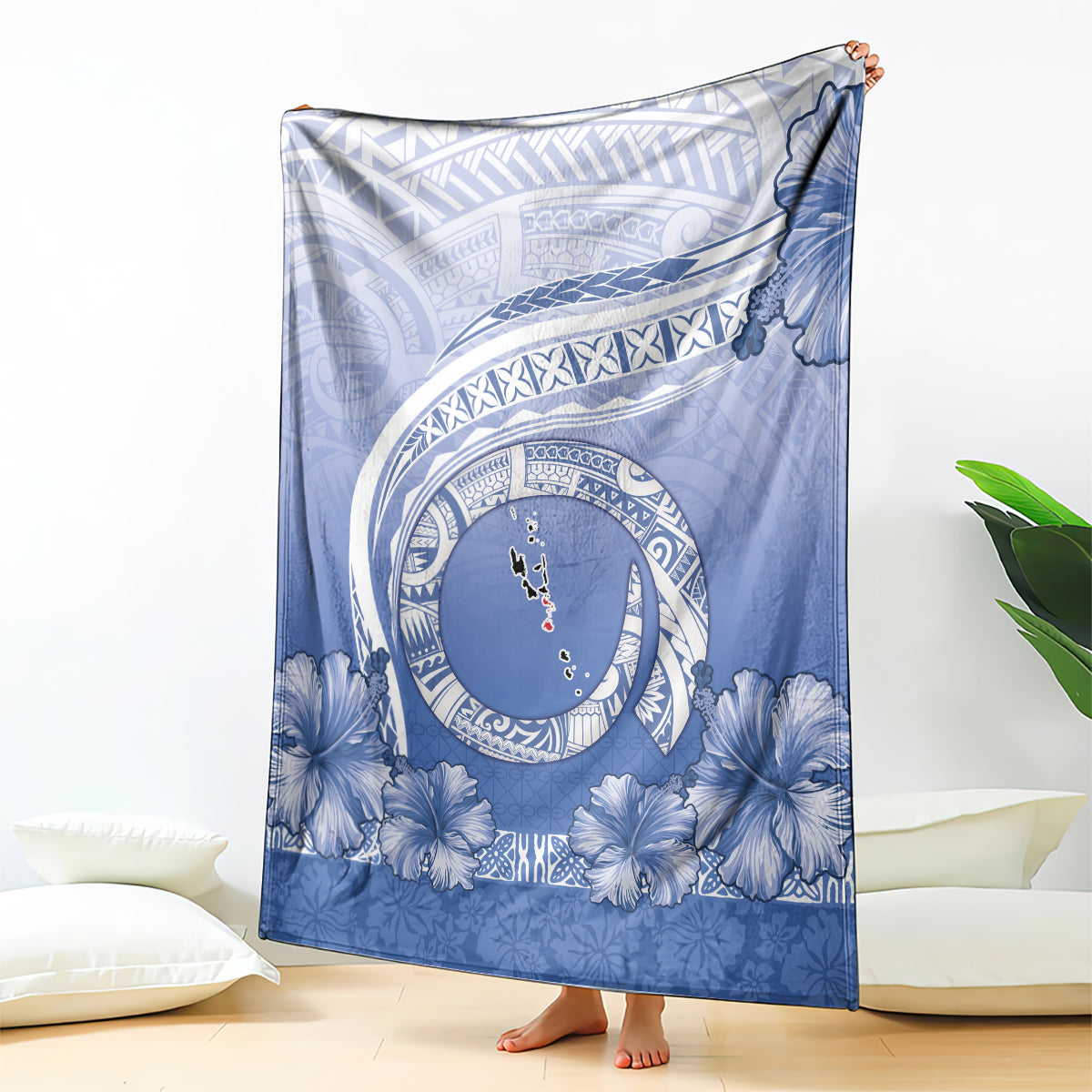 Shefa Vanuatu Blanket Hibiscus Sand Drawing with Pacific Pattern LT9 - Polynesian Pride
